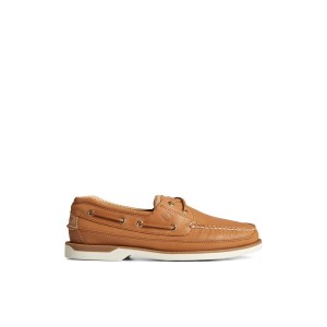 Beige Sperry Gold Cup Mako Boat Shoe | 1652-DQGNM