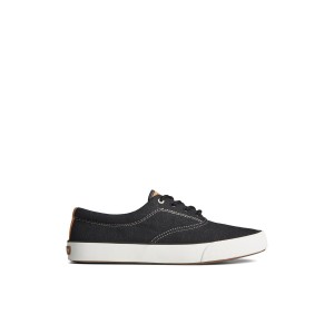 Black Sperry Striper II Slub Linen Sneaker | 2865-POWAD