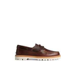 Brown Sperry Authentic Original 3-Eye Vibram Boat Shoe | 7569-OJWBY