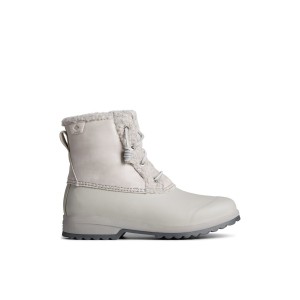 Grey Sperry Maritime Repel Teddy Trim Snow Boot | 3864-FMLQH