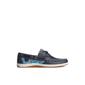 Navy Sperry Koifish Floral Boat Shoe | 8259-GVBAE