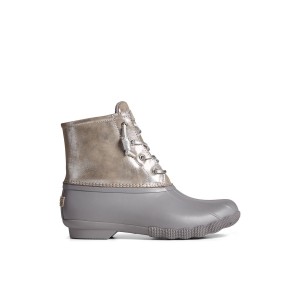 Silver Sperry Saltwater Metallic Leather Duck Boot | 7341-DRHTI