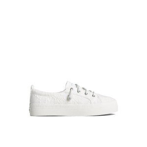 White Sperry Crest Vibe Platform Lace Platform Sneaker | 0163-MQKES