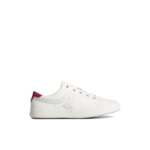 White Sperry Sandy Leather Metallic Sneaker | 7342-KQFWT