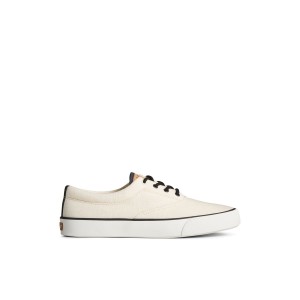 White Sperry Striper II Slub Linen Sneaker | 4281-EDLKS