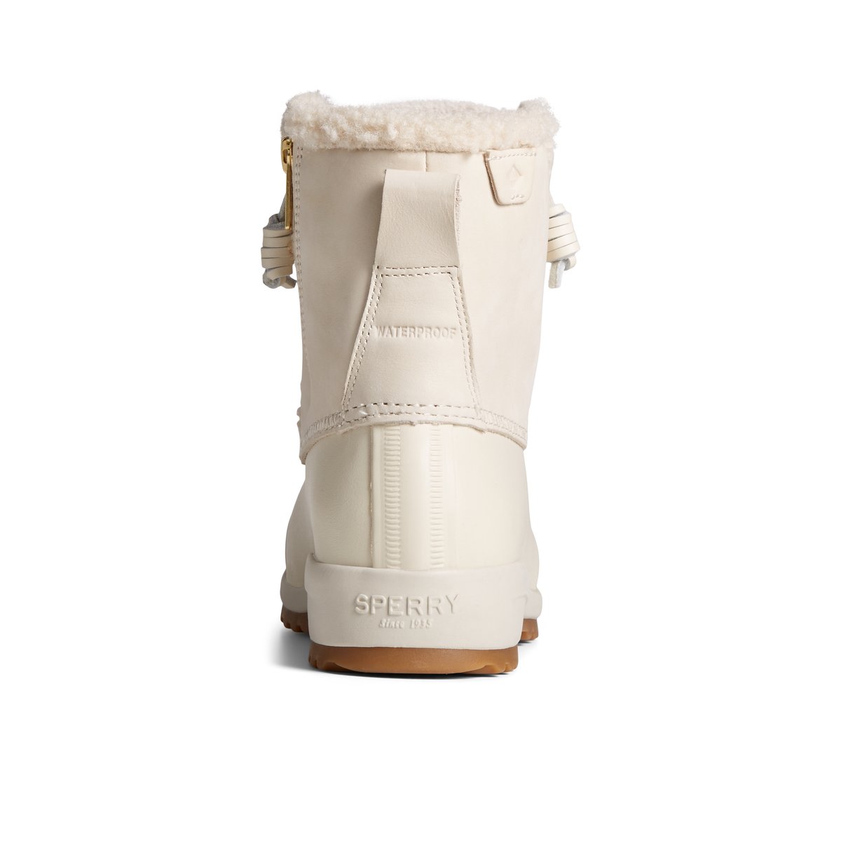 Beige Sperry Maritime Repel Teddy Trim Snow Boot | 0592-ZKYES