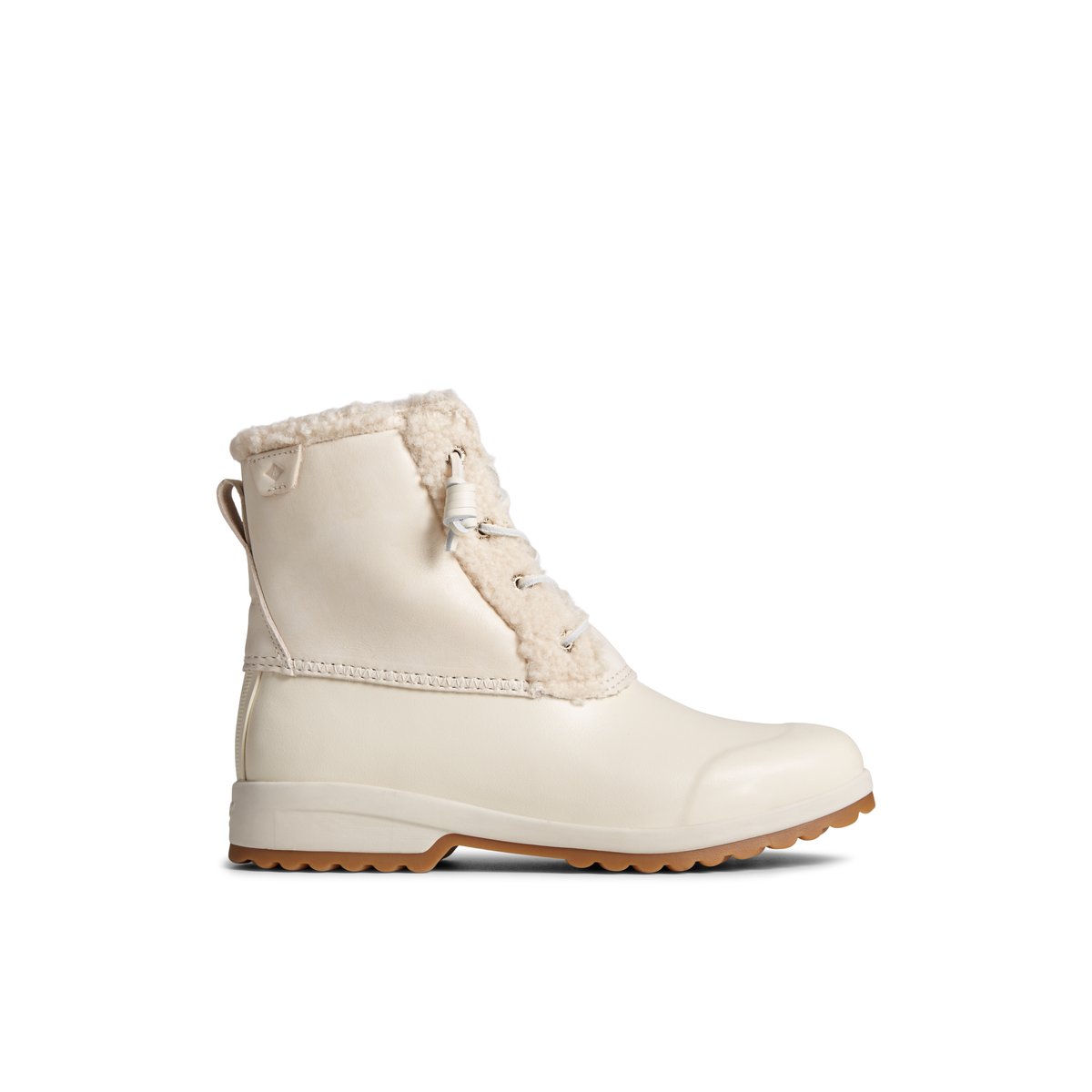 Beige Sperry Maritime Repel Teddy Trim Snow Boot | 0592-ZKYES