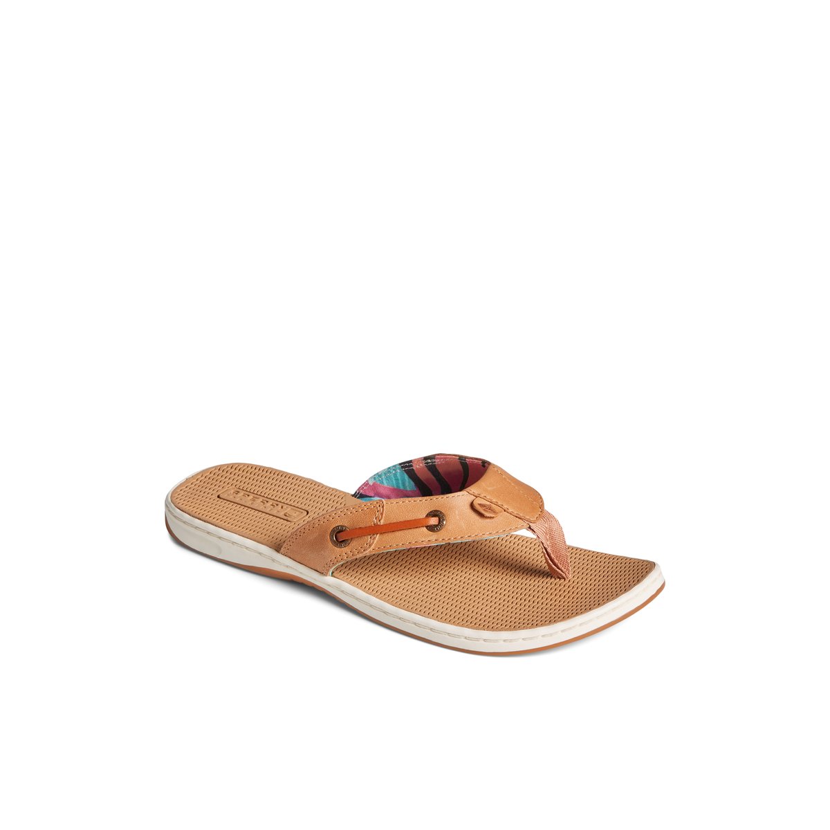 Beige Sperry Seafish Leather Flip Flop | 2653-OGXJZ