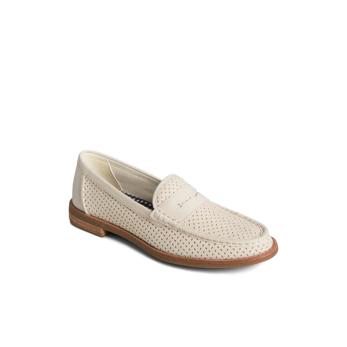 Beige Sperry Seaport Perforated Penny Loafer | 9038-HNRTZ