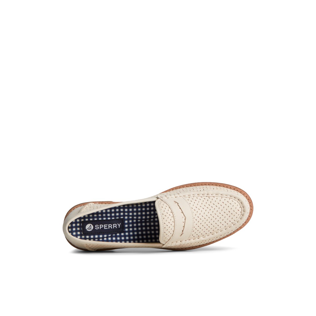 Beige Sperry Seaport Perforated Penny Loafer | 9038-HNRTZ