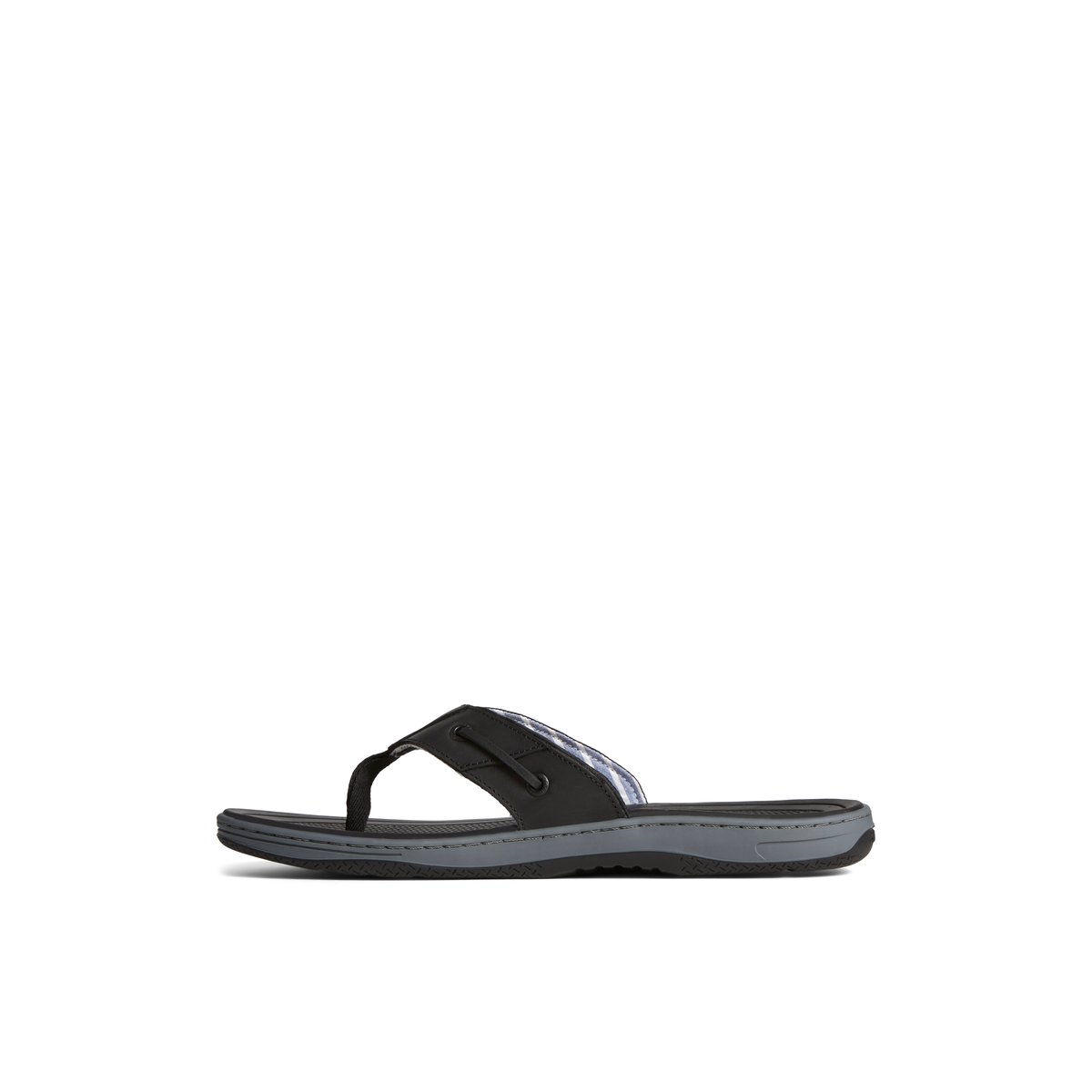 Black Sperry Baitfish Leather Flip Flop | 6589-PRGFT