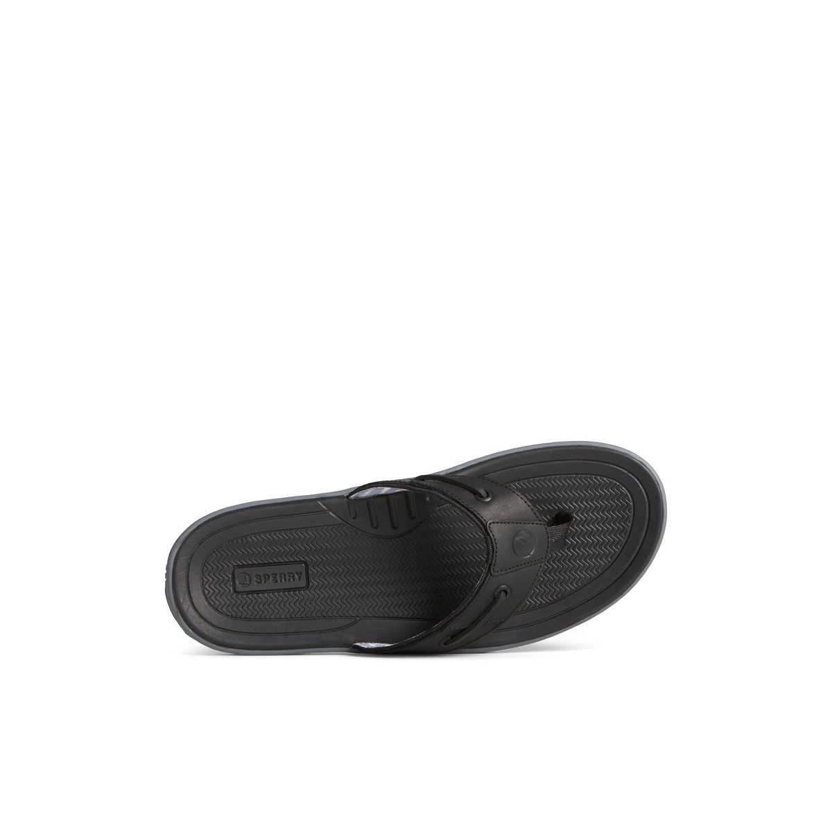 Black Sperry Baitfish Leather Flip Flop | 6589-PRGFT