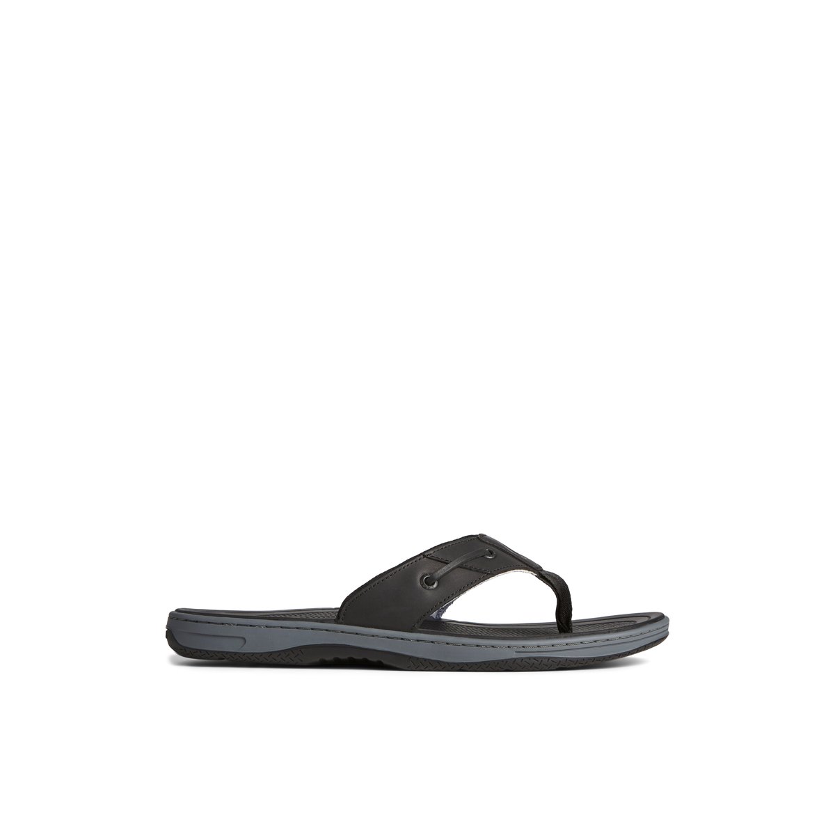 Black Sperry Baitfish Leather Flip Flop | 6589-PRGFT