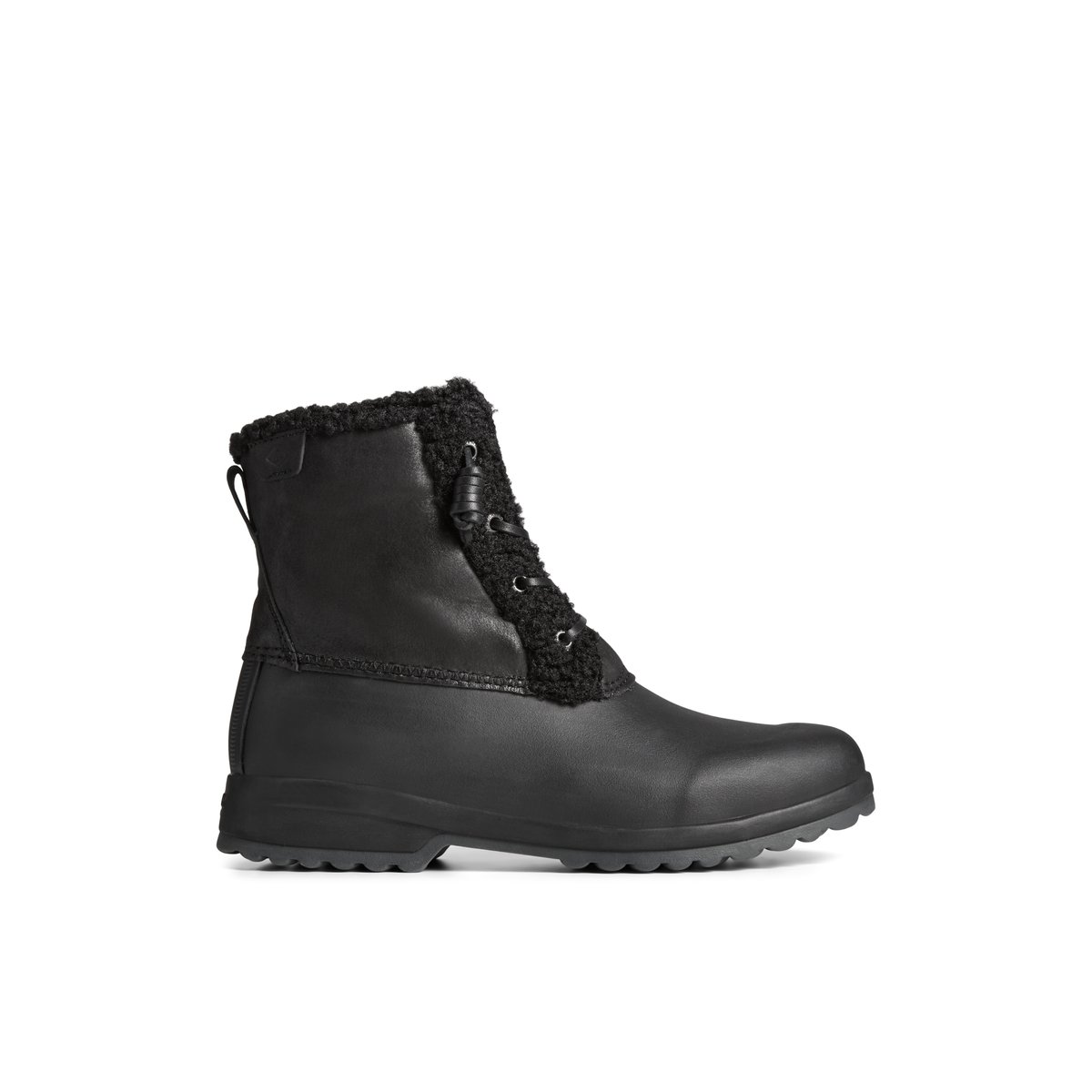 Black Sperry Maritime Repel Teddy Trim Snow Boot | 8761-IHYZN