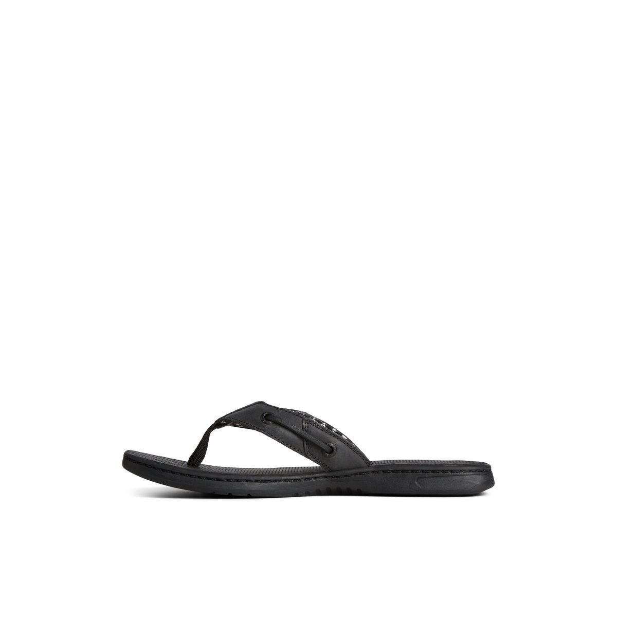 Black Sperry Seafish Leather Flip Flop | 5042-BVWSN