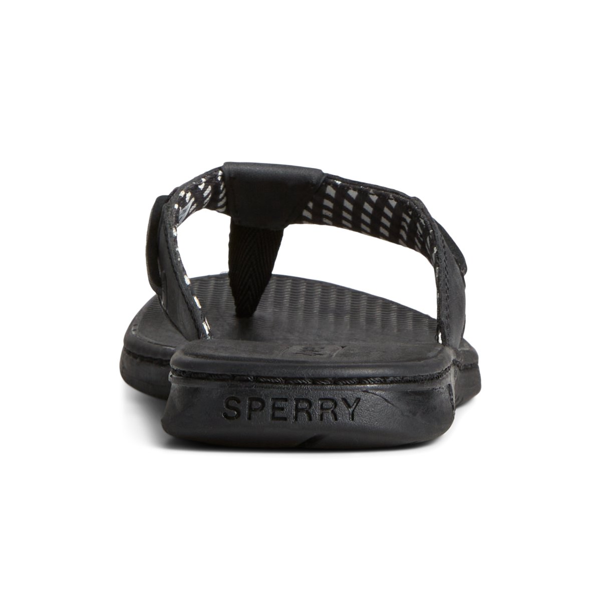 Black Sperry Seafish Leather Flip Flop | 5042-BVWSN