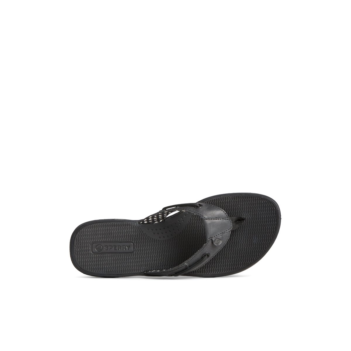 Black Sperry Seafish Leather Flip Flop | 5042-BVWSN