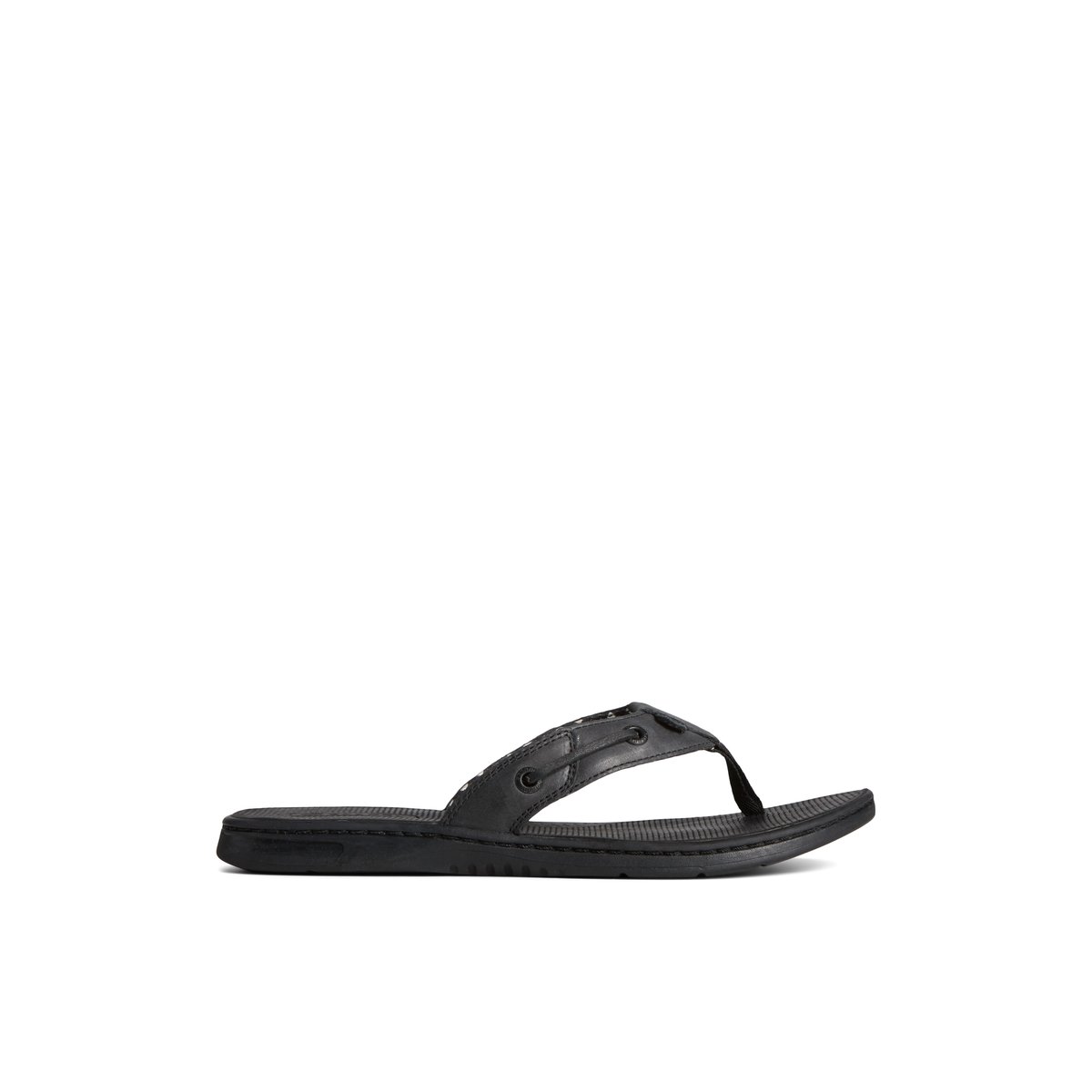 Black Sperry Seafish Leather Flip Flop | 5042-BVWSN