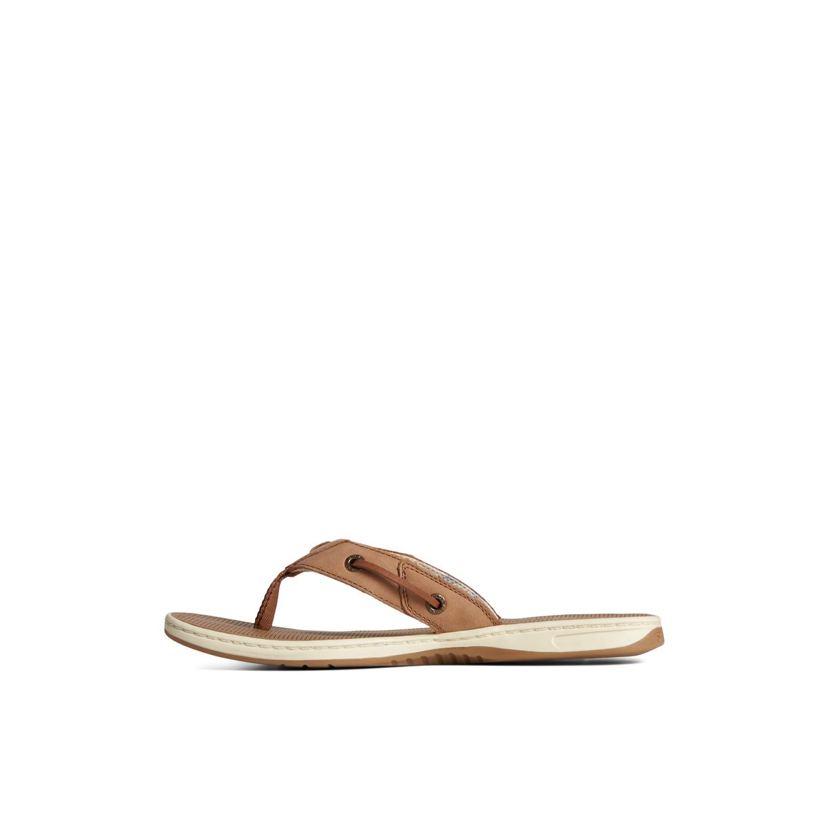 Dark Beige Sperry Seafish Leather Flip Flop | 3408-UFZIP