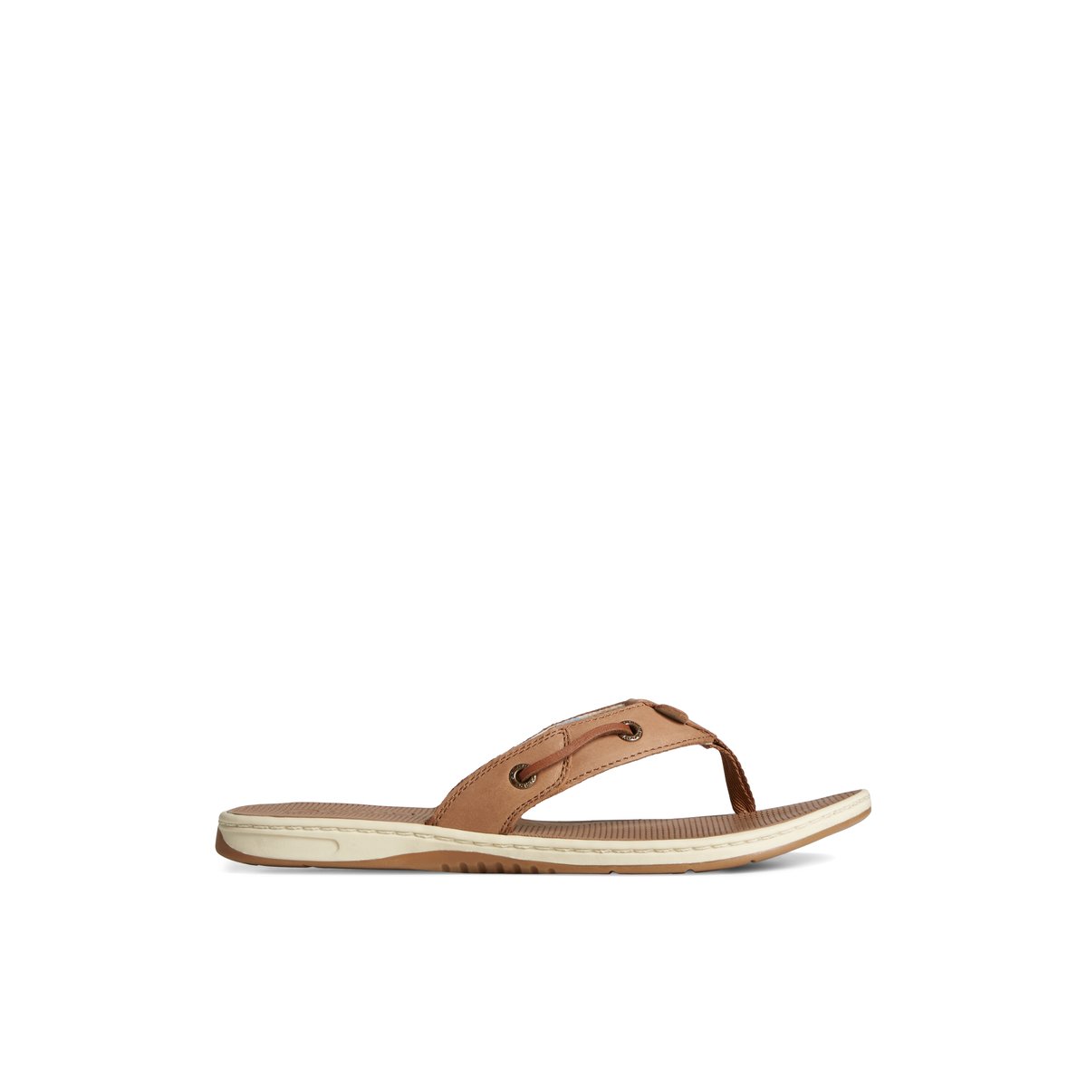 Dark Beige Sperry Seafish Leather Flip Flop | 3408-UFZIP