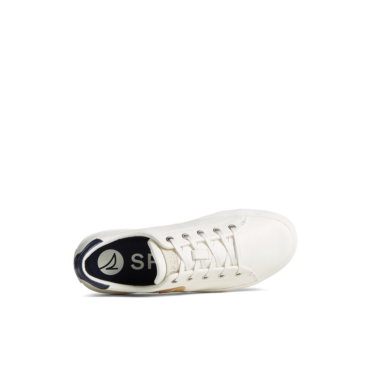 White Sperry Sandy Leather Metallic Sneaker | 0851-RDTPH