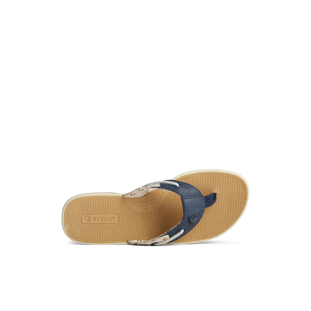 White Sperry Seafish Nautical Flip Flop | 5183-FZITY