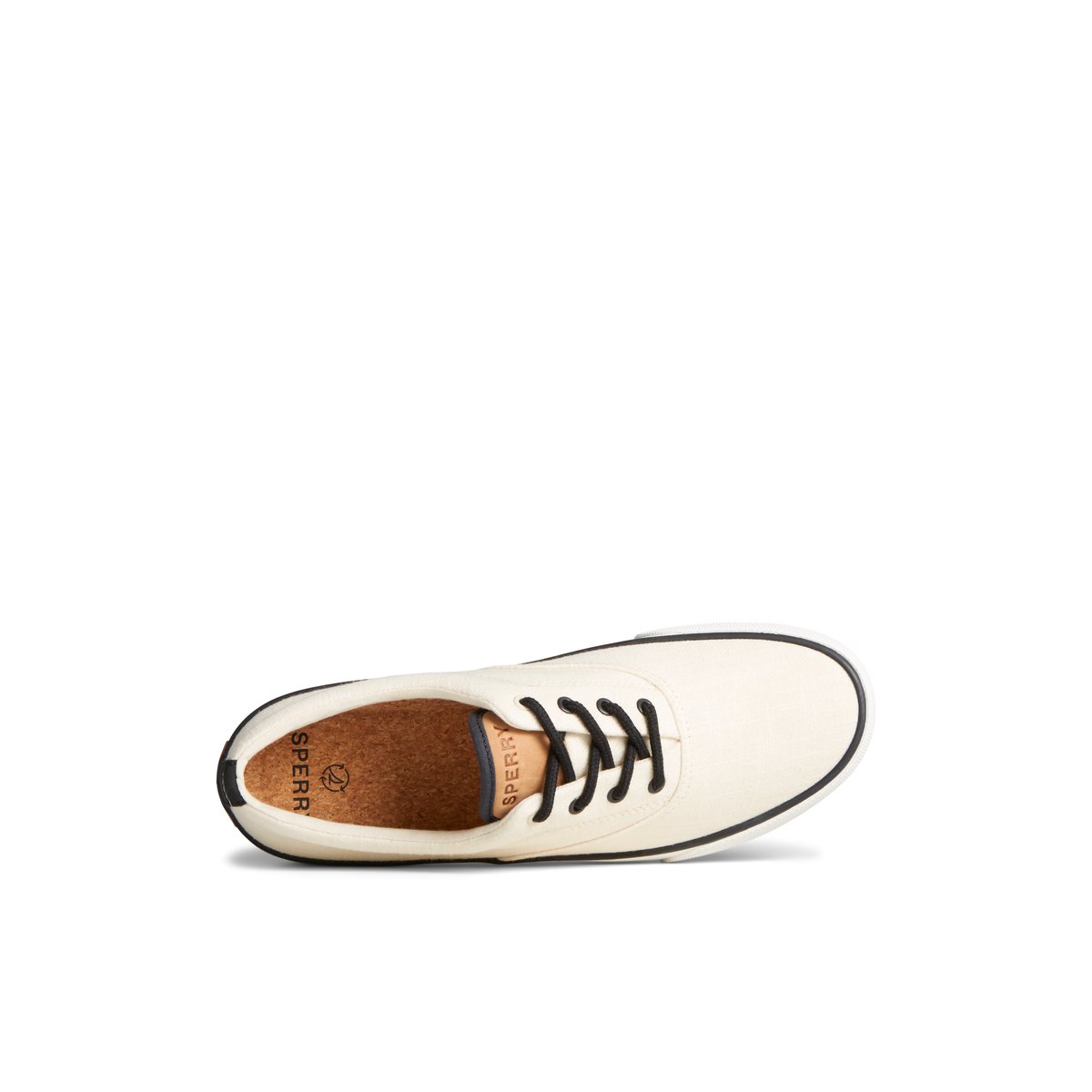 White Sperry Striper II Slub Linen Sneaker | 4281-EDLKS